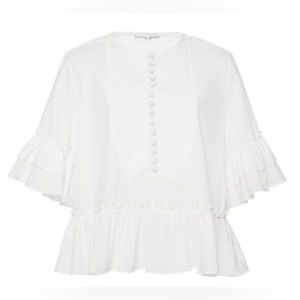 APIECE APART Ruffle Button Bib Zinnia White Top size 2